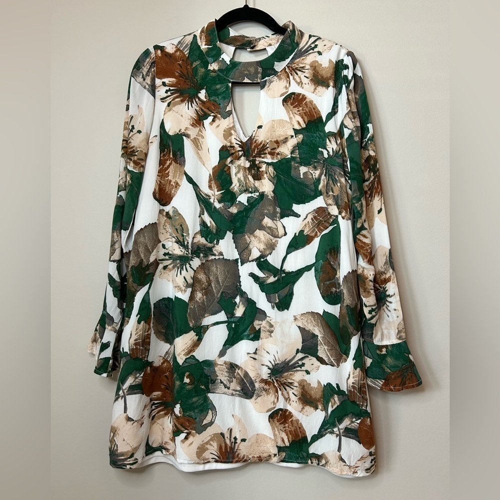 JODIFL Artsy Floral Print Keyhole Tunic Size L - Picture 2 of 8